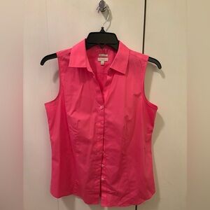 Talbots Bright Pink Sleeveless Button-Down Shirt